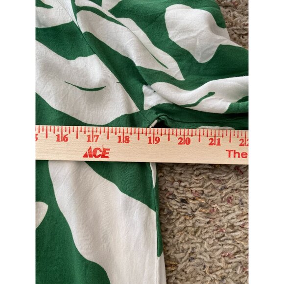 H&M Womens Green & White Long Sleeve Midi Dress Small Abstract Leaf Pattern - Picture 6 of 7
